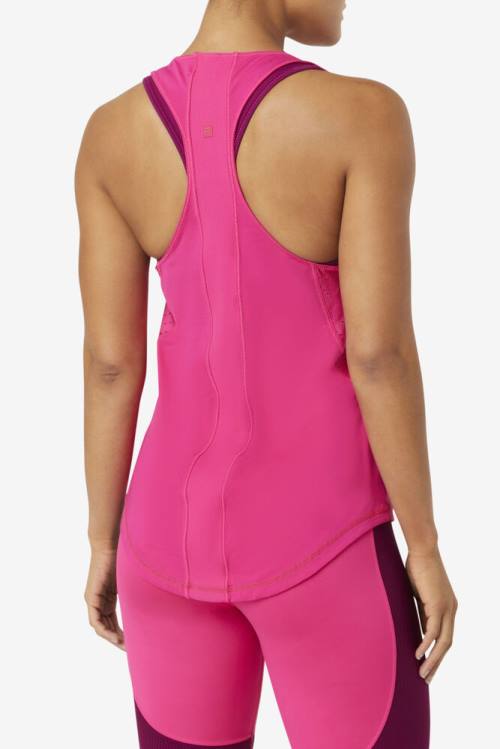 Light pink Women's Fila Uplift Textured Racerback Tank Sports Tops | Fila937OC