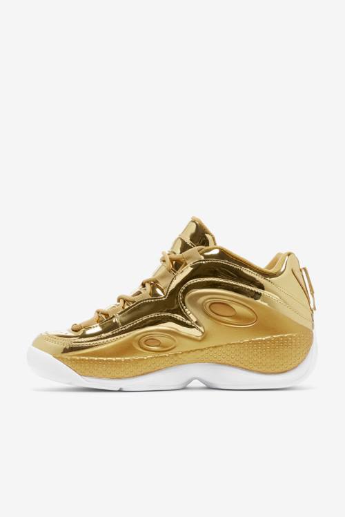 Metal Gold Women's Fila Grant Hill 3 Metallic Sneakers | Fila657TV