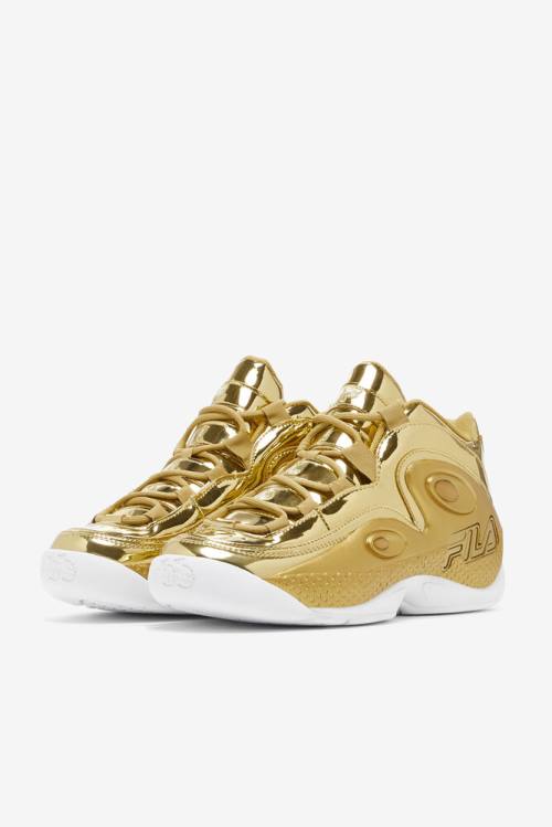 Metal Gold Women's Fila Grant Hill 3 Metallic Sneakers | Fila657TV