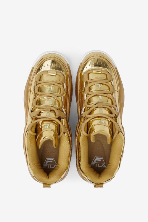 Metal Gold Women's Fila Grant Hill 3 Metallic Sneakers | Fila657TV