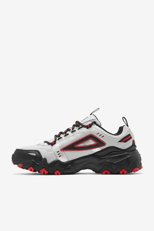 Metal Silver / Black / Red Men's Fila Oakmont TR Sneakers | Fila326ZV