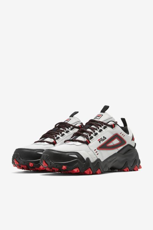 Metal Silver / Black / Red Men's Fila Oakmont TR Sneakers | Fila326ZV