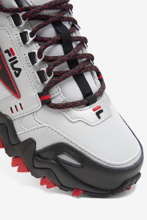 Metal Silver / Black / Red Men's Fila Oakmont TR Sneakers | Fila326ZV