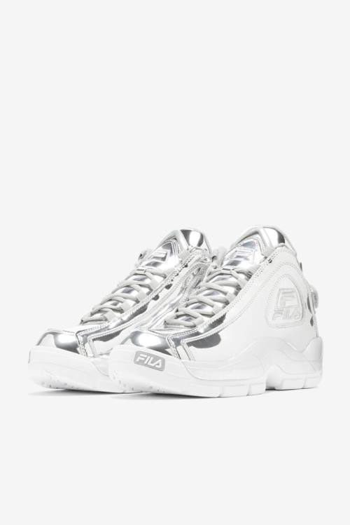 Metal Silver Men's Fila Grant Hill 2 Metallic Sneakers | Fila253NP