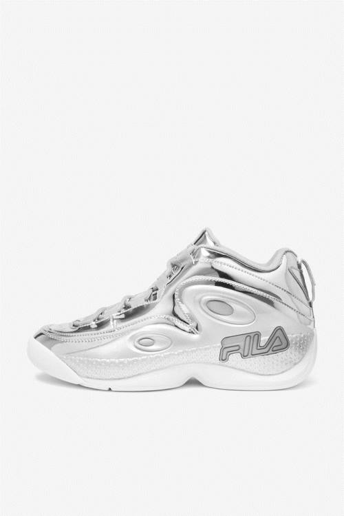 Metal Silver Men's Fila Grant Hill 3 Metallic Sneakers | Fila025MN