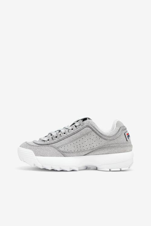 Metal Silver / White Women's Fila Made In Italy Disruptor 2 Sneakers | Fila015YN