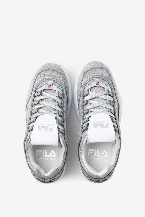 Metal Silver / White Women's Fila Made In Italy Disruptor 2 Sneakers | Fila015YN