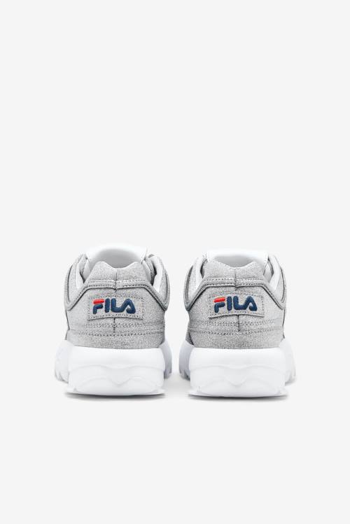 Metal Silver / White Women's Fila Made In Italy Disruptor 2 Sneakers | Fila015YN