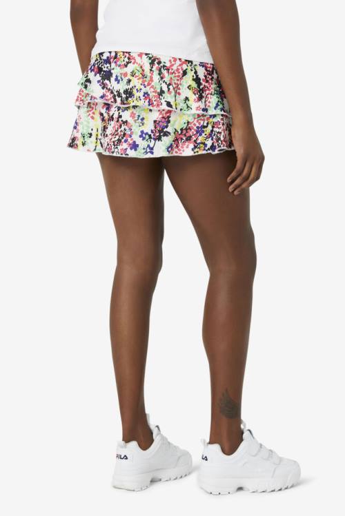 Multicolor / White Women's Fila Pickleball Tiered Printed Skort Skirts | Fila927OJ