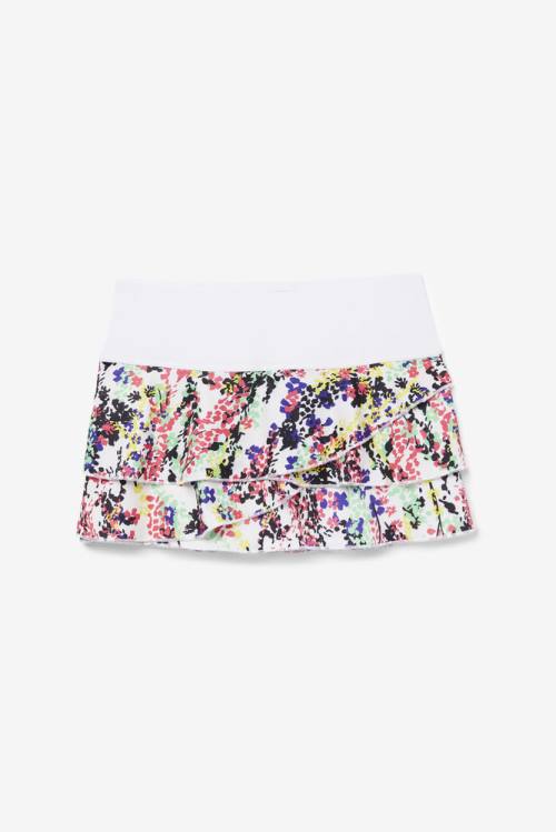 Multicolor / White Women\'s Fila Pickleball Tiered Printed Skort Skirts | Fila927OJ