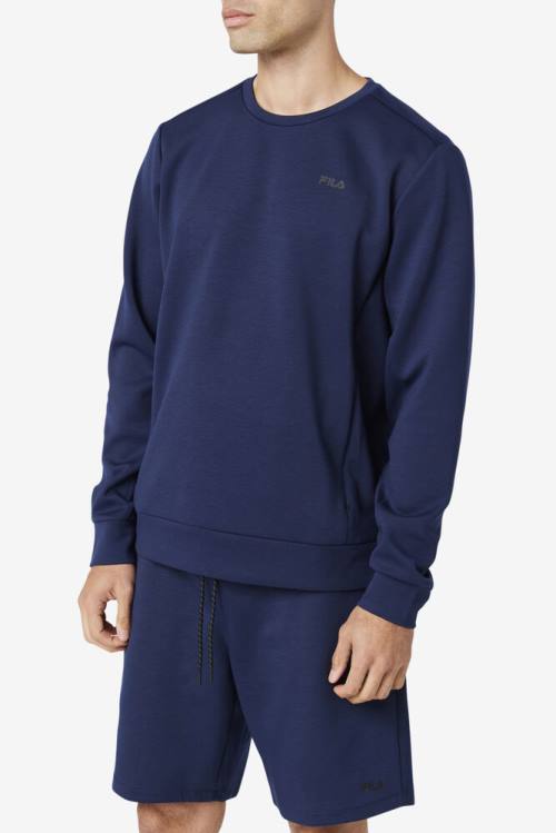 Navy / Black Men's Fila Emry Crew Sweatshirts | Fila780SI