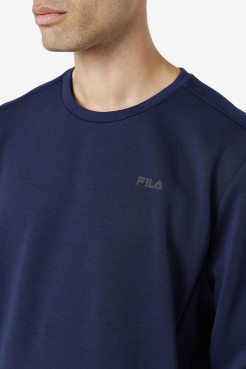 Navy / Black Men's Fila Emry Crew Sweatshirts | Fila780SI