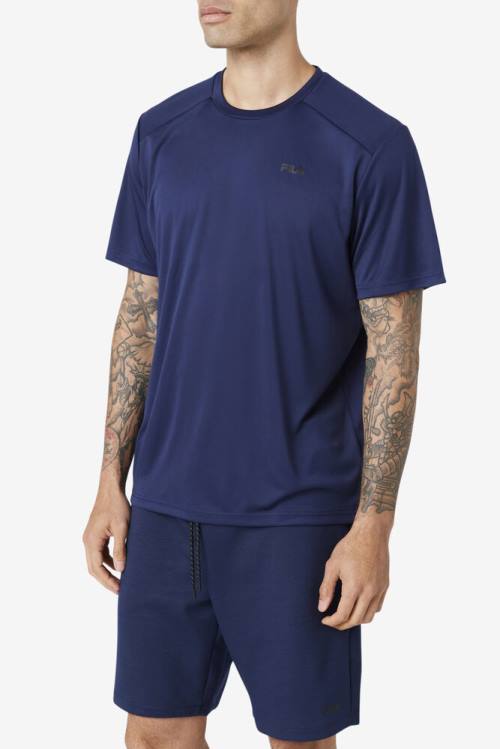 Navy / Black Men's Fila Kaab Crew T Shirts | Fila598VE