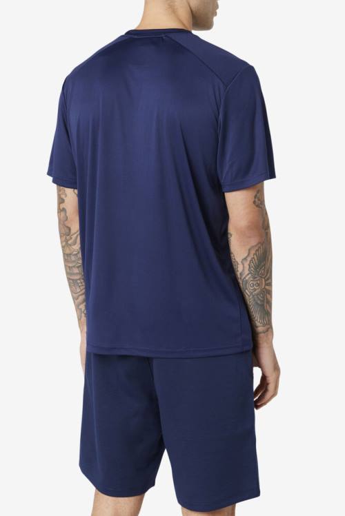 Navy / Black Men's Fila Kaab Crew T Shirts | Fila598VE