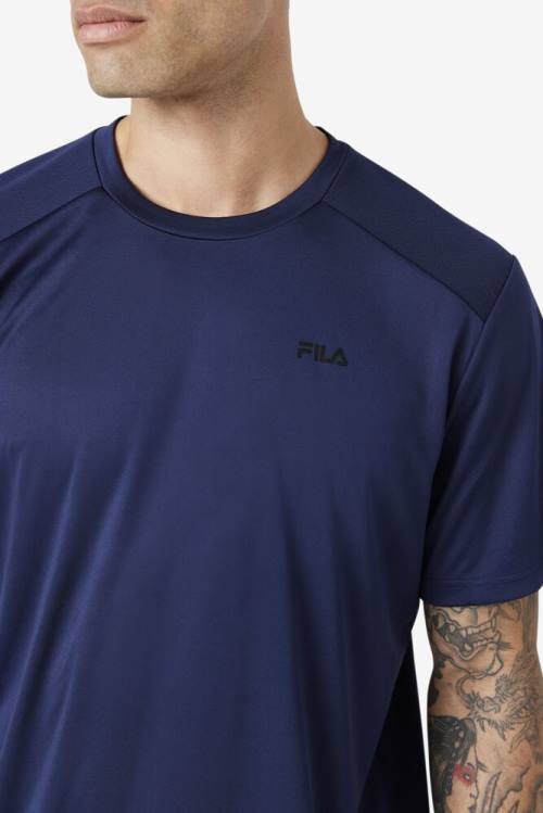 Navy / Black Men's Fila Kaab Crew T Shirts | Fila598VE