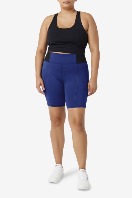 Navy / Black Women's Fila Forza 8' Texture Bike Shorts | Fila354UY