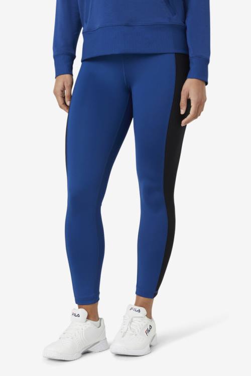 Navy / Black Women's Fila Forza Texture High Waist Leggings | Fila028KT