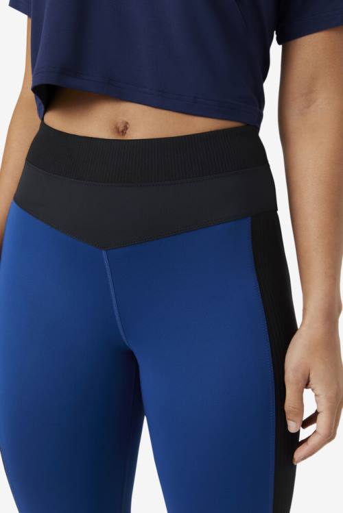 Navy / Black Women's Fila Forza Texture High Waist Leggings | Fila028KT