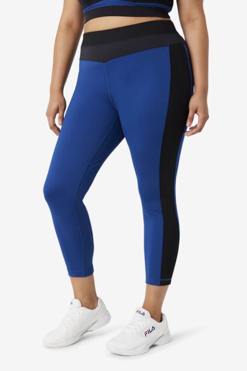 Navy / Black Women's Fila Forza Texture High Waist Leggings | Fila028WR