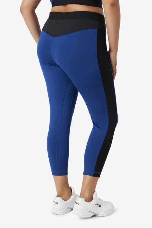 Navy / Black Women's Fila Forza Texture High Waist Leggings | Fila028WR