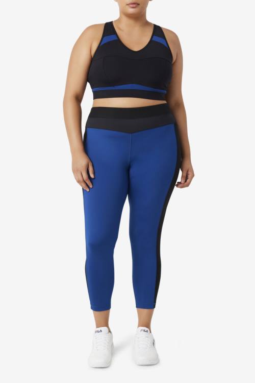 Navy / Black Women's Fila Forza Texture High Waist Leggings | Fila028WR