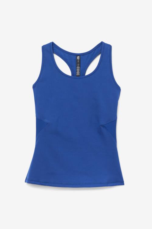 Navy / Black Women\'s Fila Uplift Open Racerback Tank Sports Tops | Fila045AF