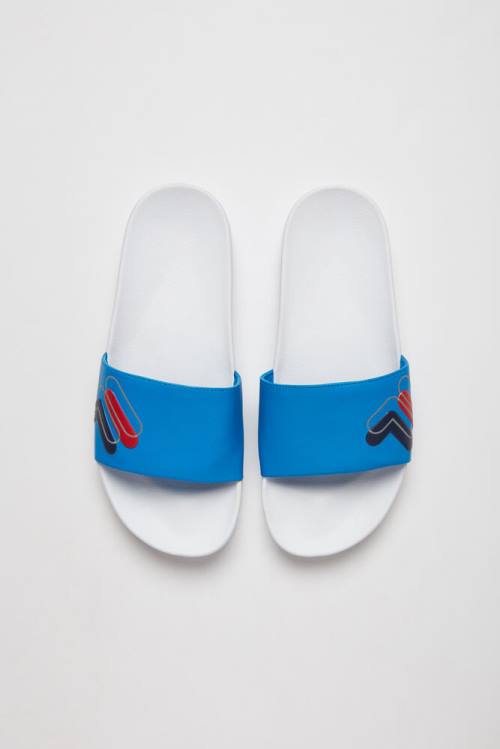 Navy / Blue / White Men's Fila Drifter Double F Slides | Fila603JW