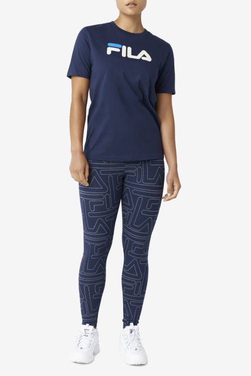 Navy / Blue Women's Fila Eagle Tee T Shirts | Fila403WF