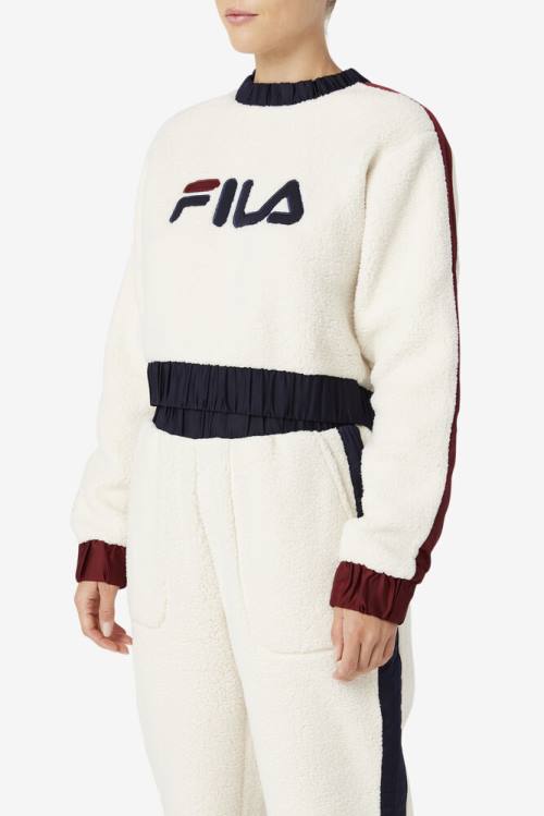 Navy / Brown Women's Fila Tabitha Crewneck Sweatshirts | Fila806QZ