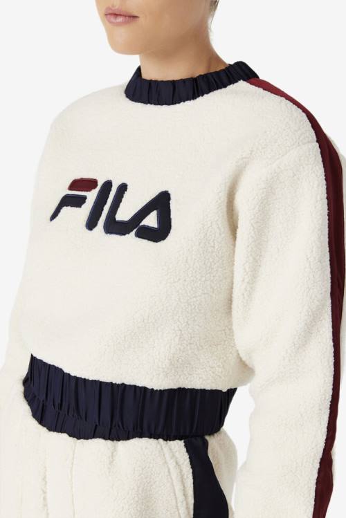 Navy / Brown Women's Fila Tabitha Crewneck Sweatshirts | Fila806QZ