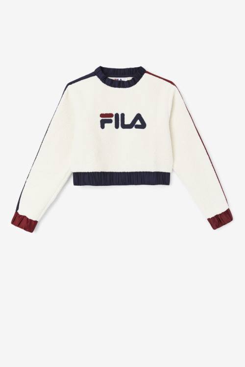 Navy / Brown Women\'s Fila Tabitha Crewneck Sweatshirts | Fila806QZ