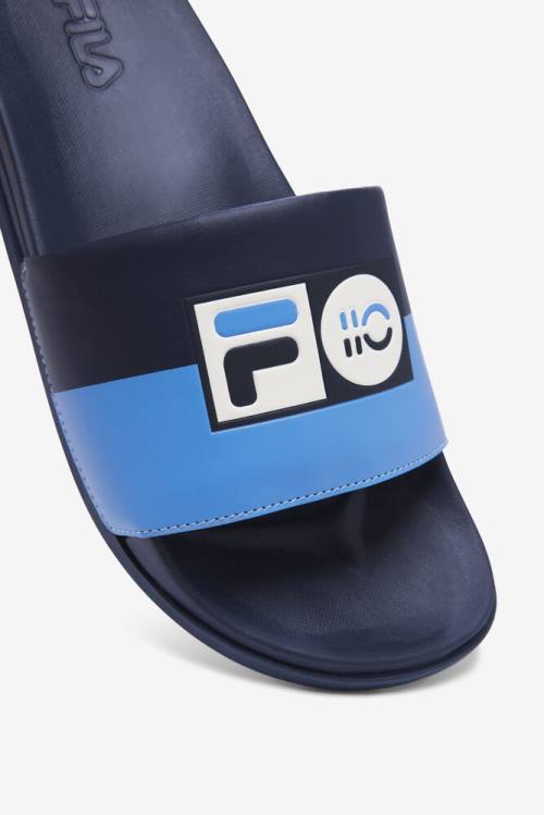 Navy Men's Fila 110 Year Collection Drifter Lux Slides | Fila945EI