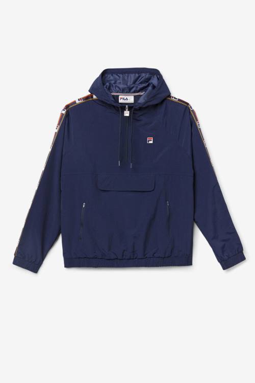 Navy Men\'s Fila Cameron 1/2 Zip Wind Jackets | Fila813NR