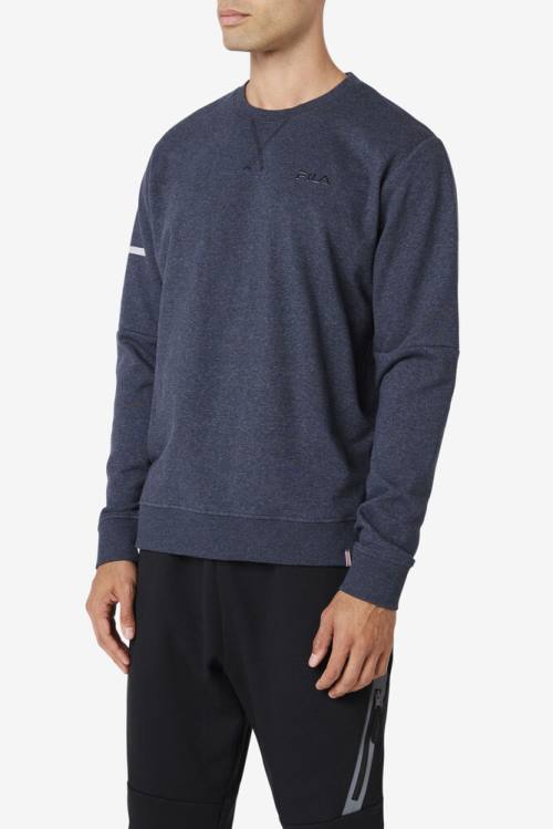 Navy Men's Fila Commuter Crew Sweatshirts | Fila523LI