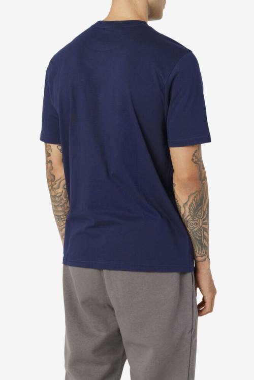 Navy Men's Fila Curtis Pocket Tee T Shirts | Fila517FE