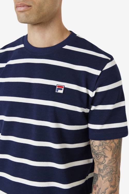 Navy Men's Fila Deny Crew T Shirts | Fila620CG