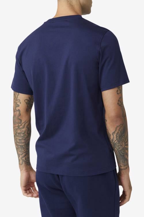 Navy Men's Fila Derion Tee T Shirts | Fila539XT