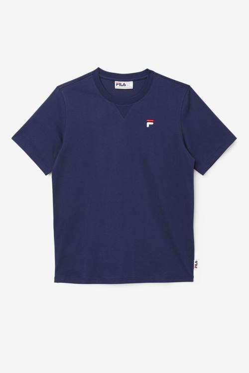 Navy Men\'s Fila Derion Tee T Shirts | Fila539XT