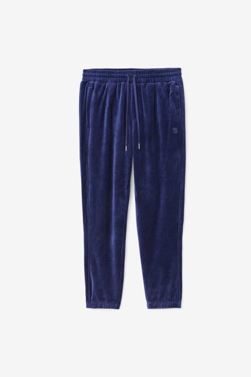 Navy Men\'s Fila Deverall Velour Pants | Fila126XJ