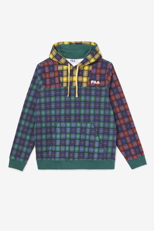 Navy Men\'s Fila Dorm Plaid Hoodie | Fila087BY