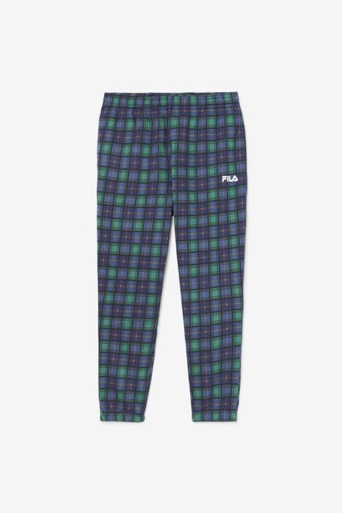 Navy Men\'s Fila Dorm Plaid Jogger Pants | Fila490ZO