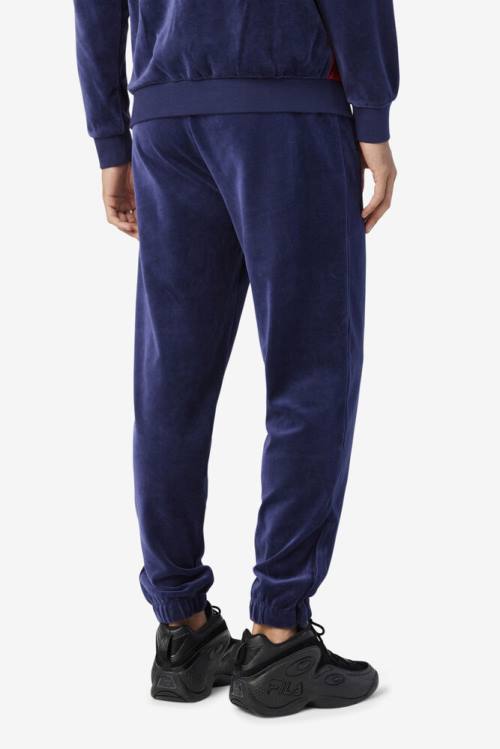 Navy Men's Fila Dortmund Velour Jogger Pants | Fila095IS