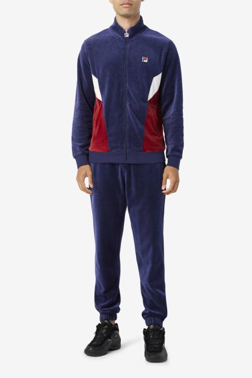 Navy Men's Fila Dortmund Velour Jogger Pants | Fila095IS