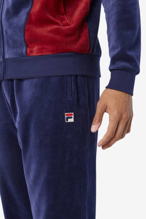 Navy Men's Fila Dortmund Velour Jogger Pants | Fila095IS