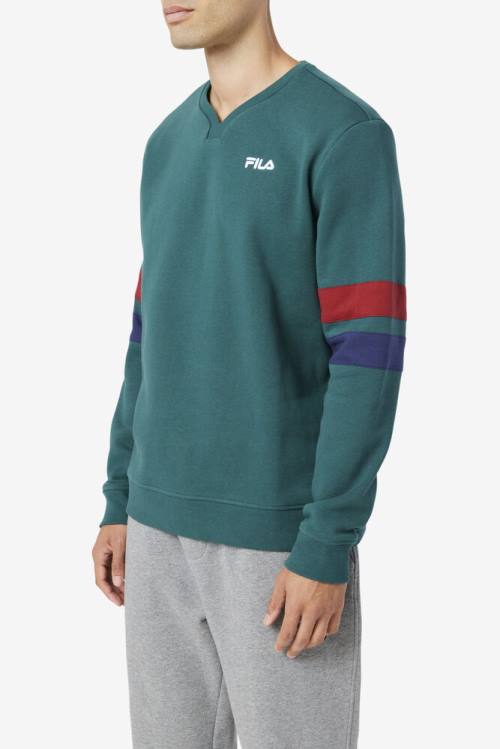 Navy Men's Fila Faneel Crew Sweatshirts | Fila471GE