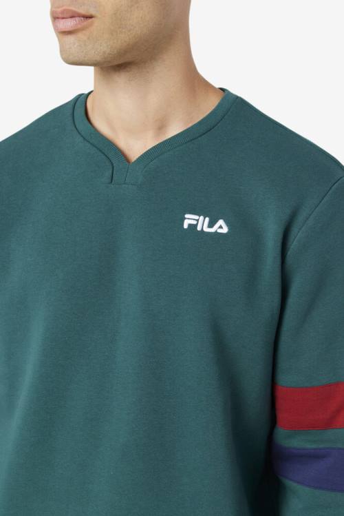 Navy Men's Fila Faneel Crew Sweatshirts | Fila471GE