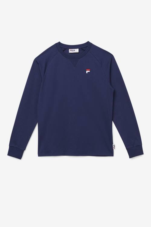 Navy Men\'s Fila Flynn Long Sleeve Tee T Shirts | Fila840IV