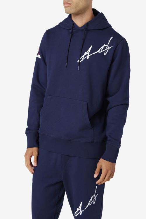 Navy Men's Fila Grant Hill Lazarus Hoodie | Fila592HD