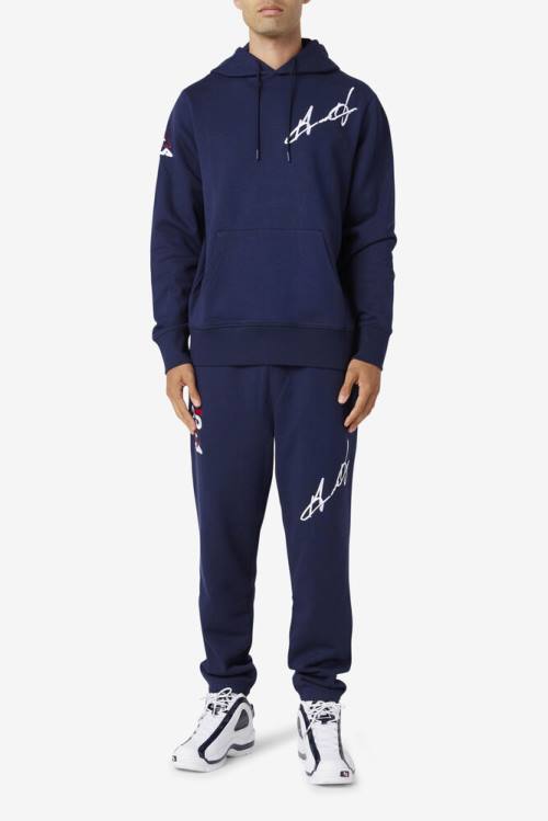 Navy Men's Fila Grant Hill Lazarus Hoodie | Fila592HD