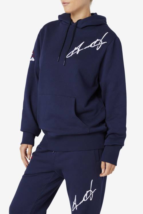 Navy Men's Fila Grant Hill Lazarus Hoodie | Fila592HD